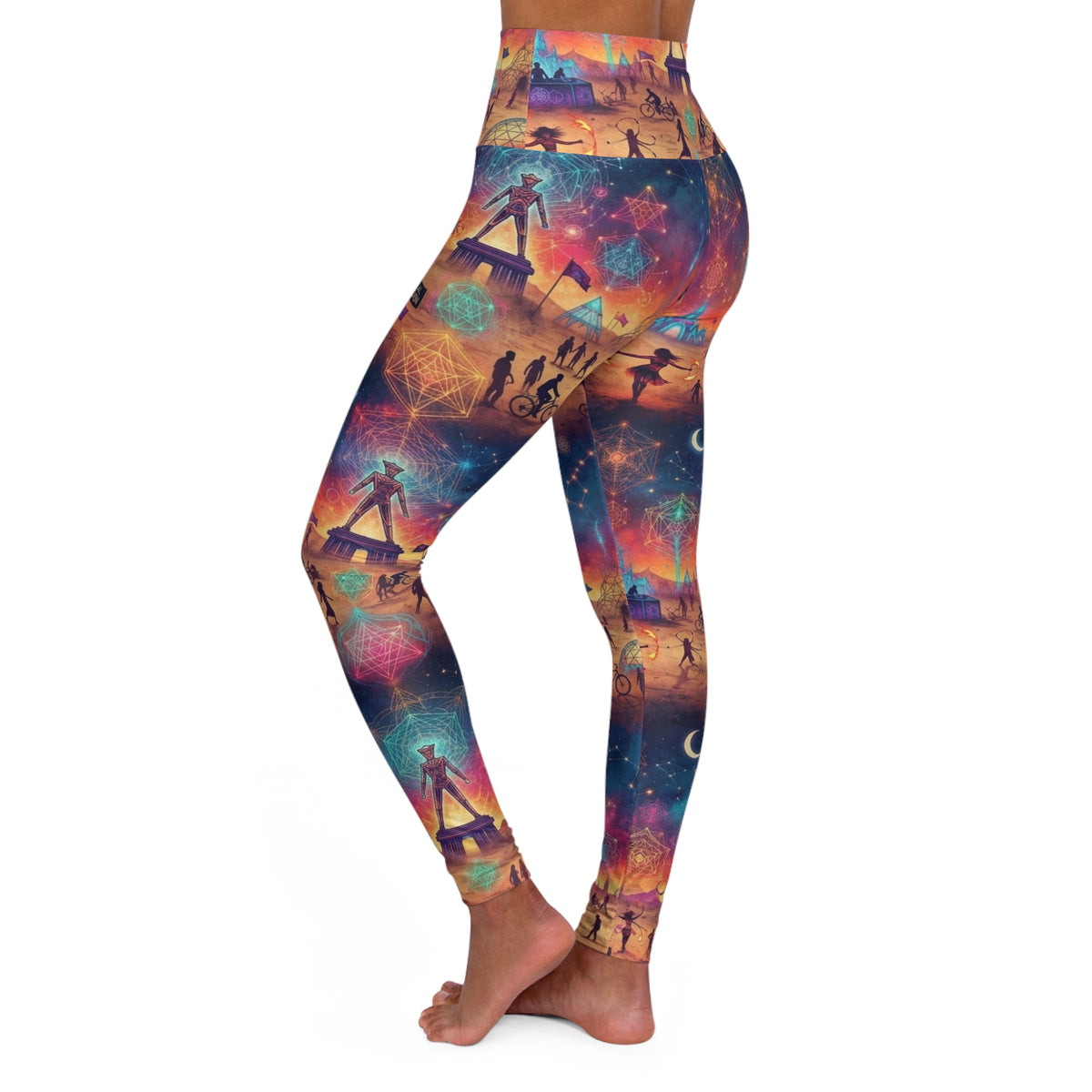 Cosmic Sunset Yoga Leggings | Celestial Moon Stars AOP