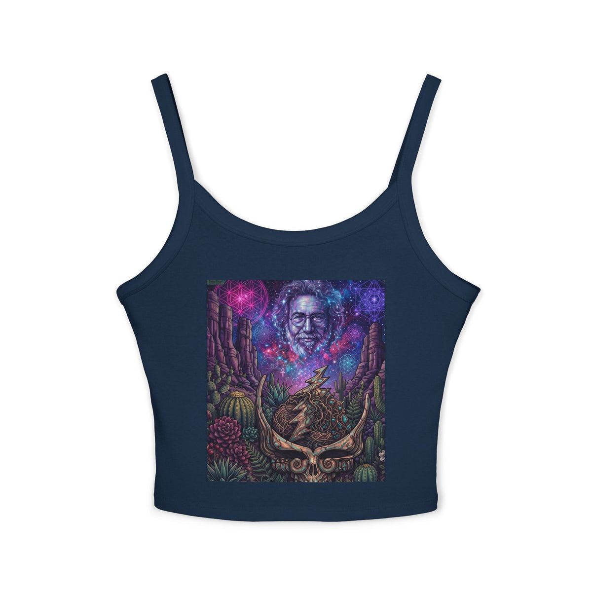 Mystical Skull Forest crop tank top | cosmic skull art