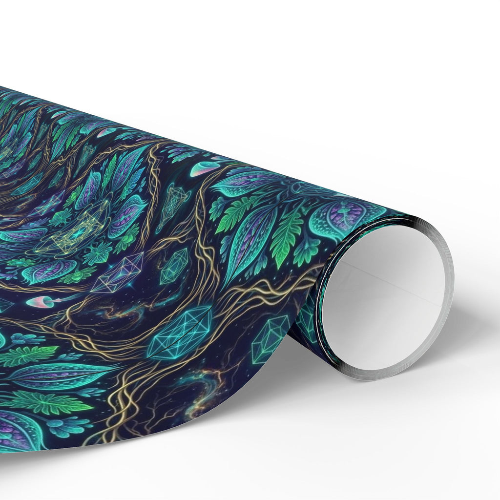 Teal Floral Mandala Wrapping Paper | Gift Wrap Roll, Botanical Pattern, Hippie Christmas wrapping paper, boho gift wrap, Deadhead present