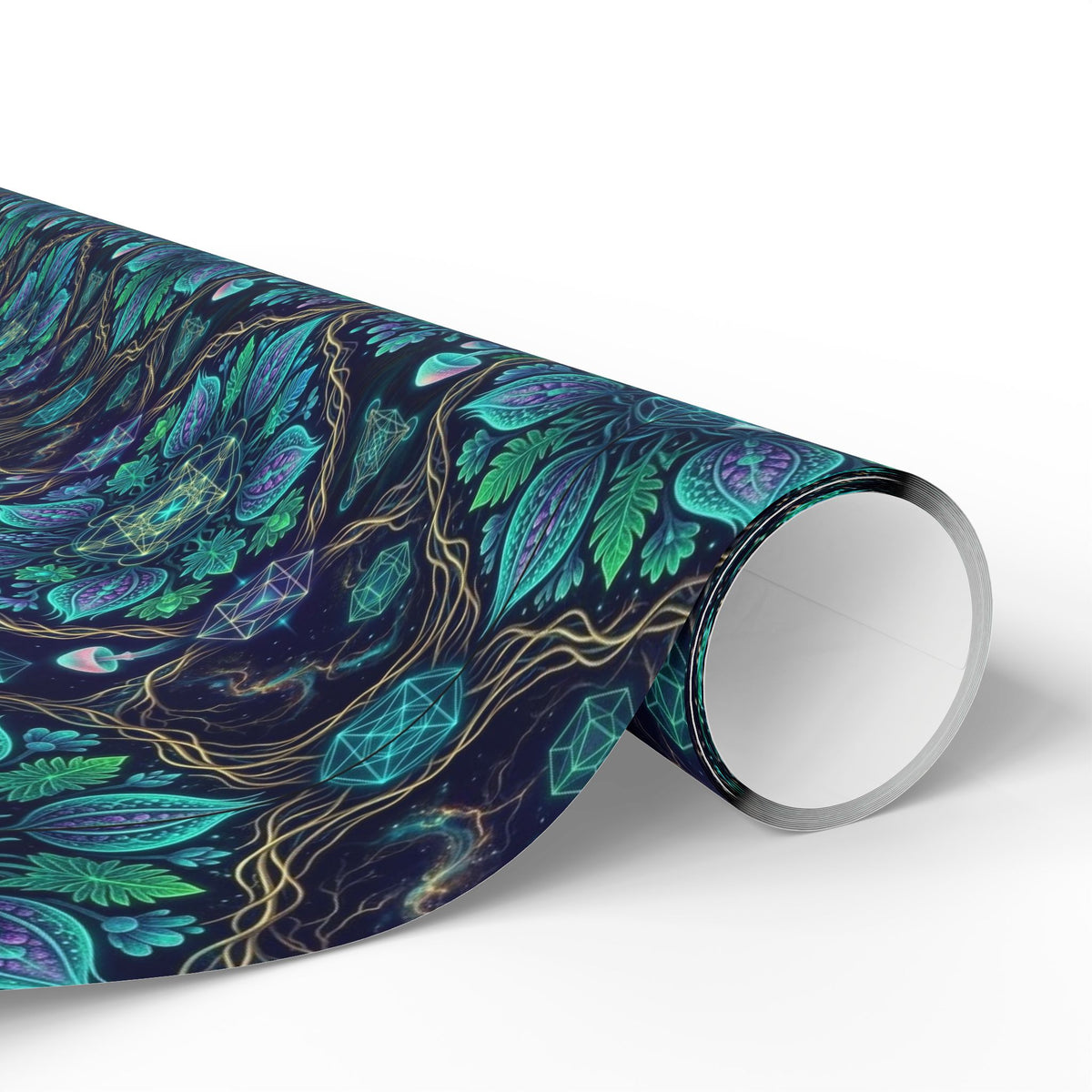 Teal Floral Mandala Wrapping Paper | Gift Wrap Roll, Botanical Pattern, Hippie Christmas wrapping paper, boho gift wrap, Deadhead present