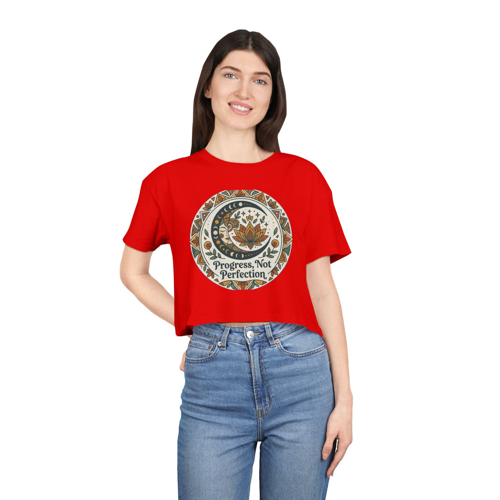 Progress Not Perfection Floral Mandala Crop Tee