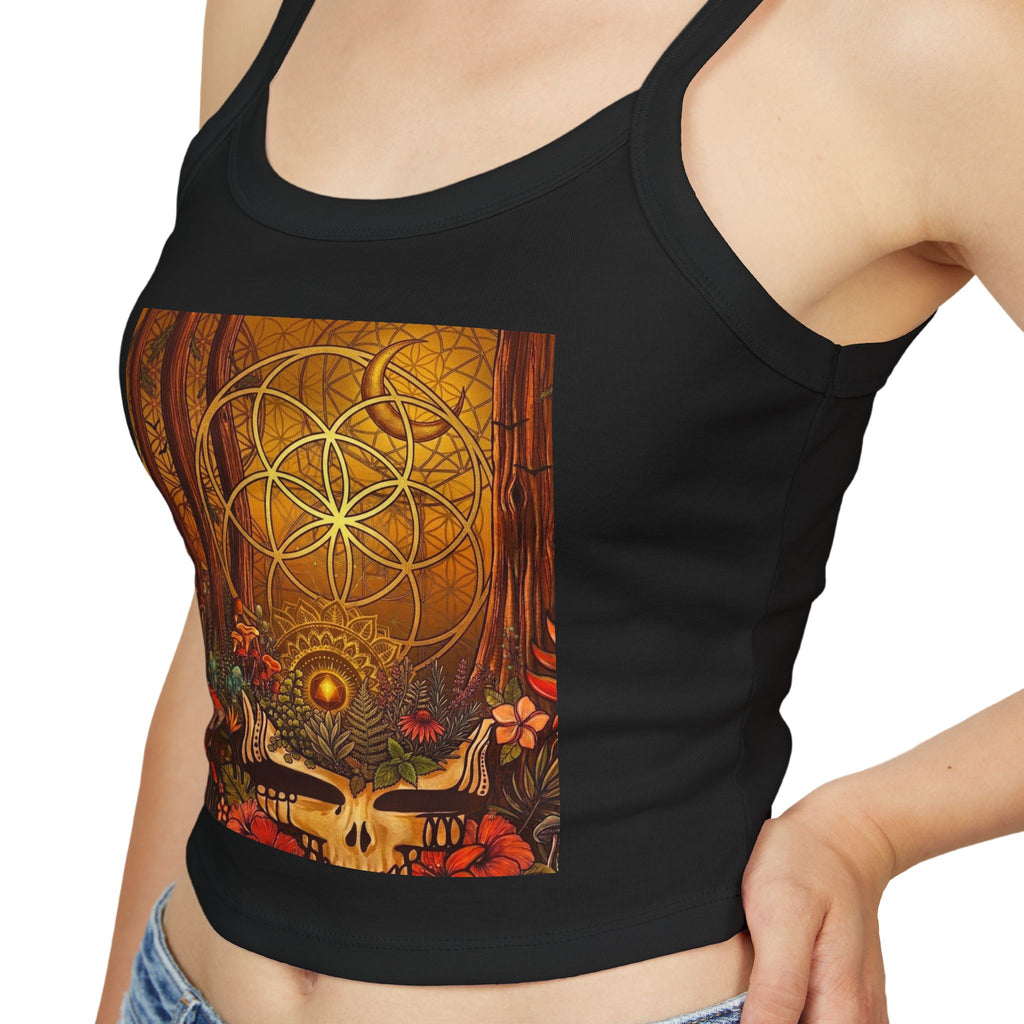 Mystic Skull Floral Mandala Tank Top | Boho Forest Spiritual Art