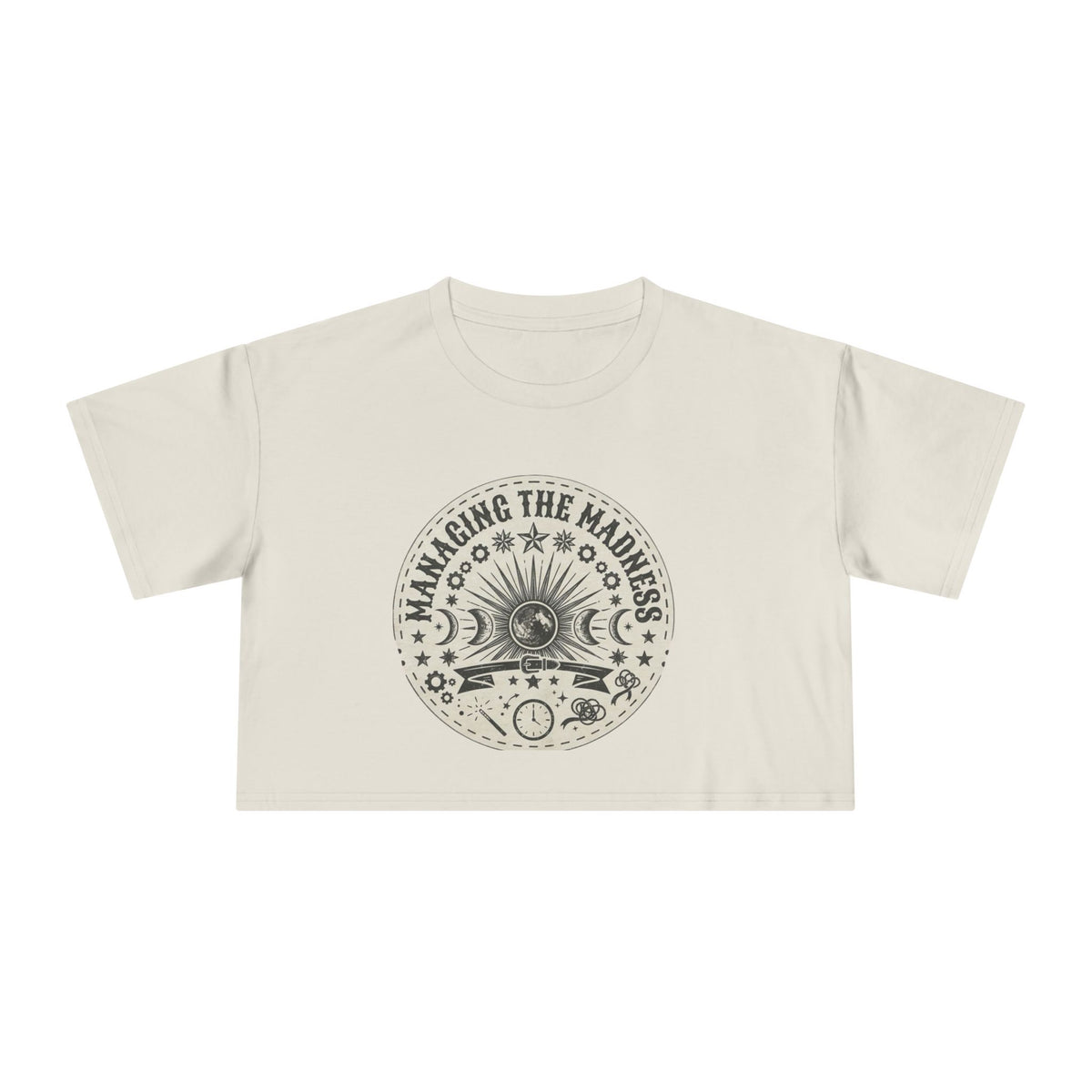 Moon Phases Mandala Crop Tee | Astrological Celestial Design