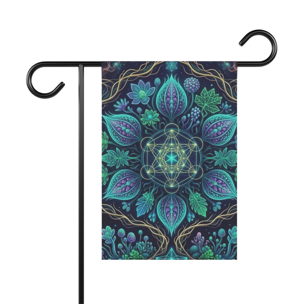 Botanical Mandala Garden Banner | House Flag, Floral Geometric Design