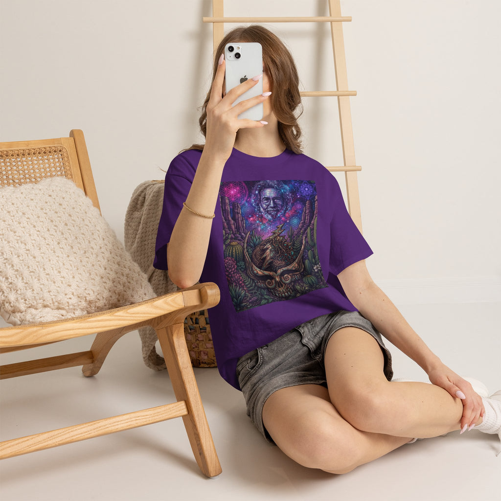 Cosmic Desert Skull Tee | Psychedelic Southwest Nightscape,Deadhead gift