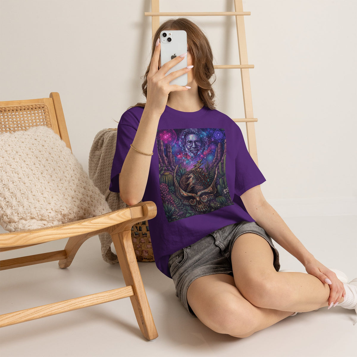 Cosmic Desert Skull Tee | Psychedelic Southwest Nightscape,Deadhead gift