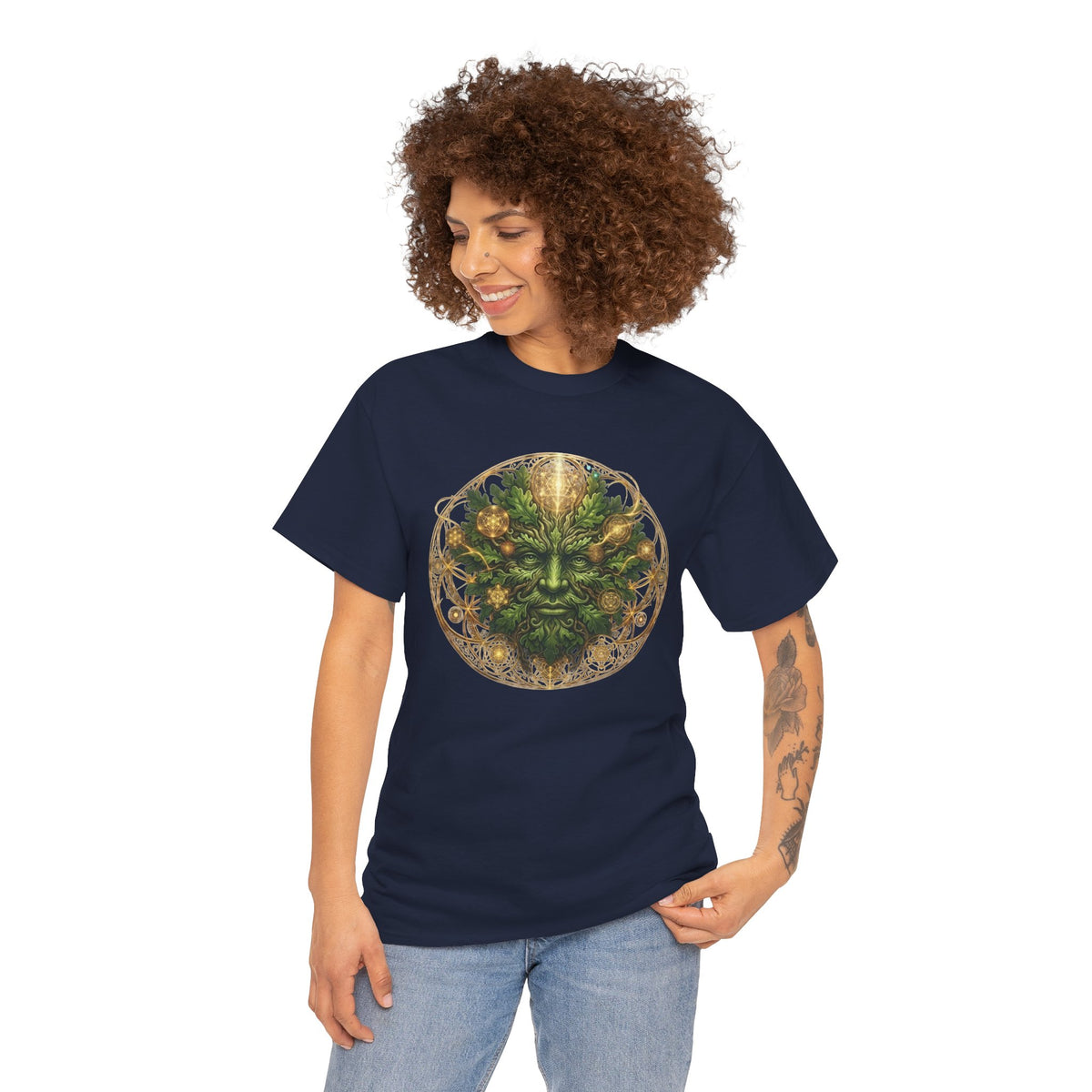 Green Man Face Tee | Celtic Nature Spirit, Burning man festival top, Forest Folklore Shirt