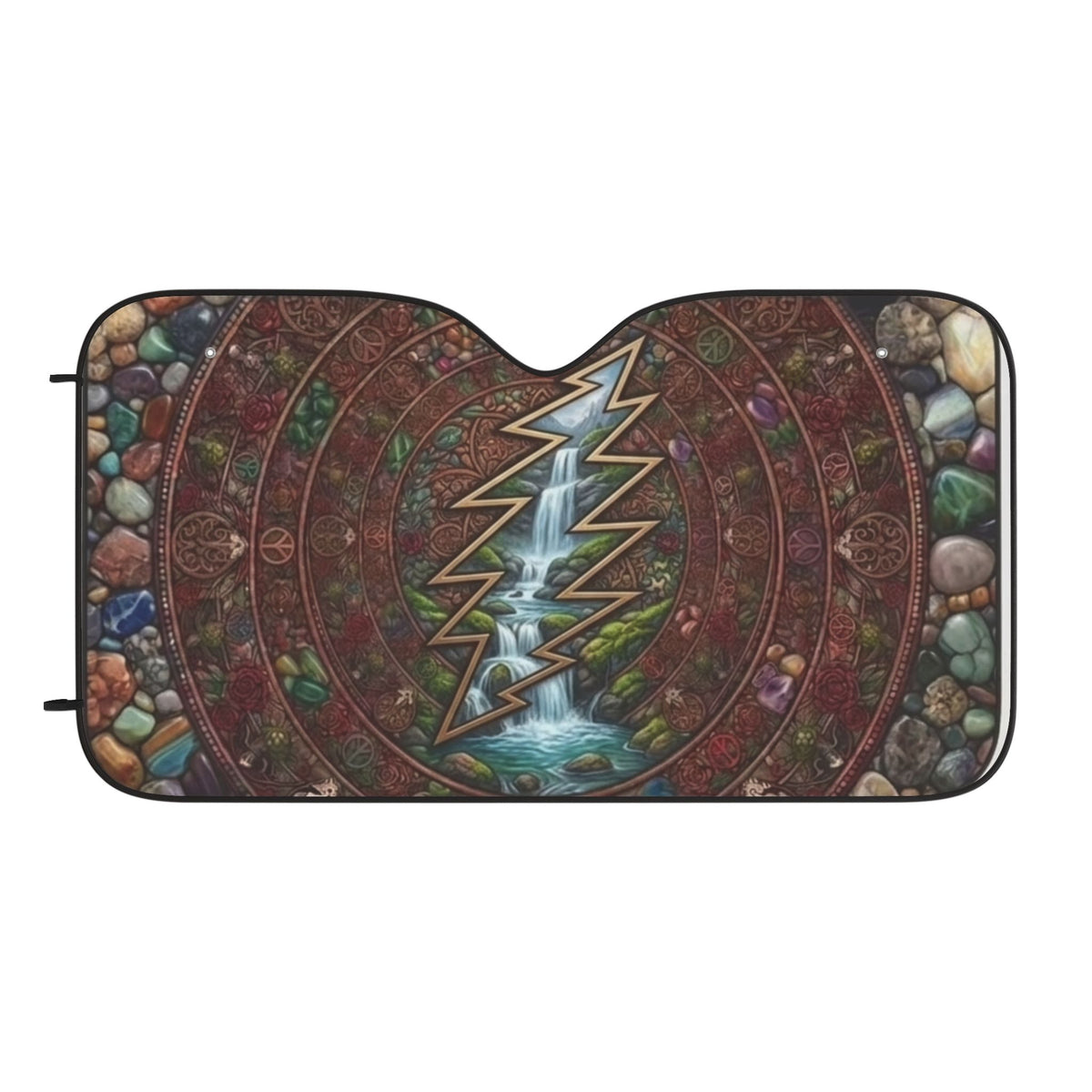 Steal Your Face Skull Mandala Car Sun Shade | Windshield Sunshade, gift for a deadhead, grateful dead inspired