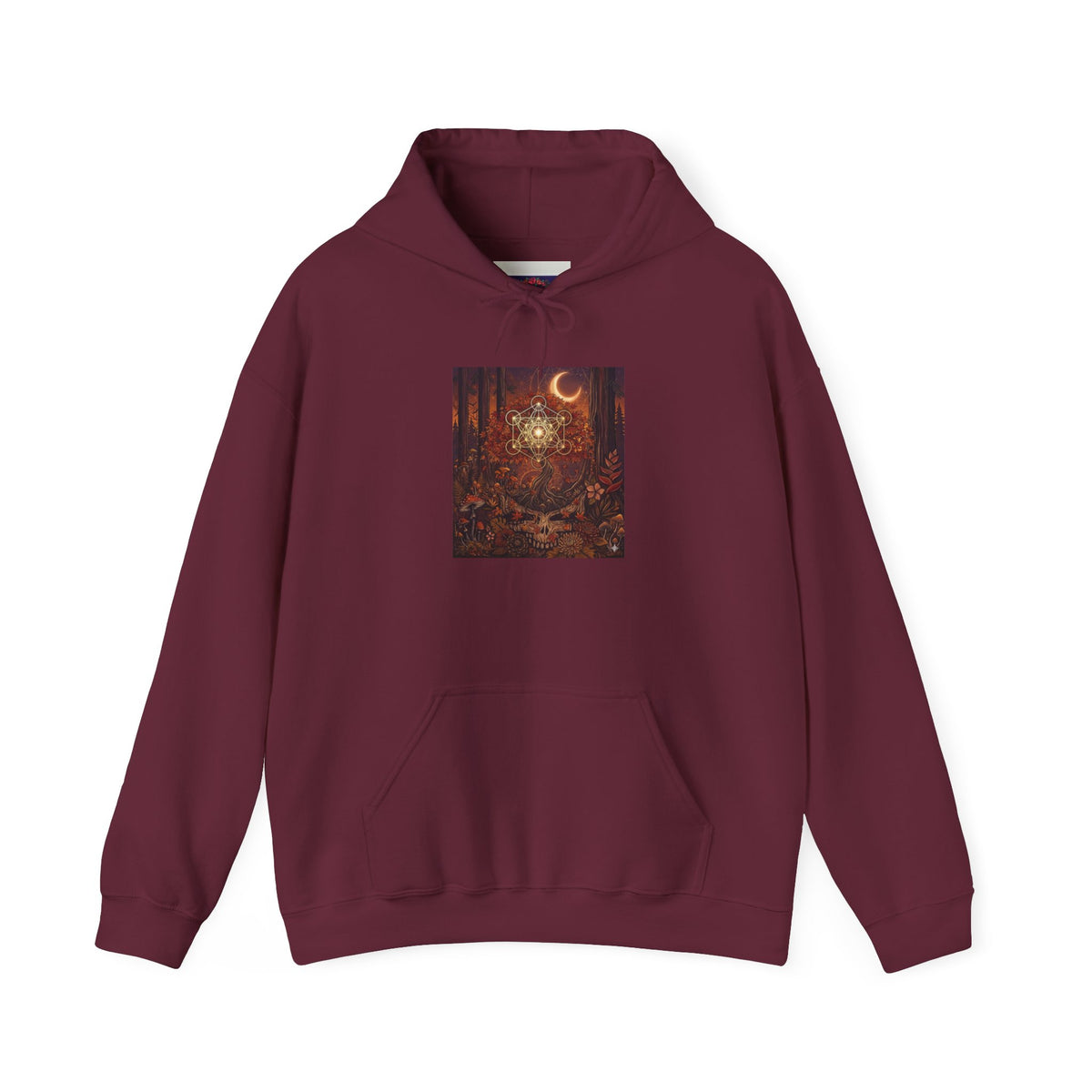 Mystical Moon Forest scene Hoodie | Crescent Moon Owl Night Illustration, deadhead gift