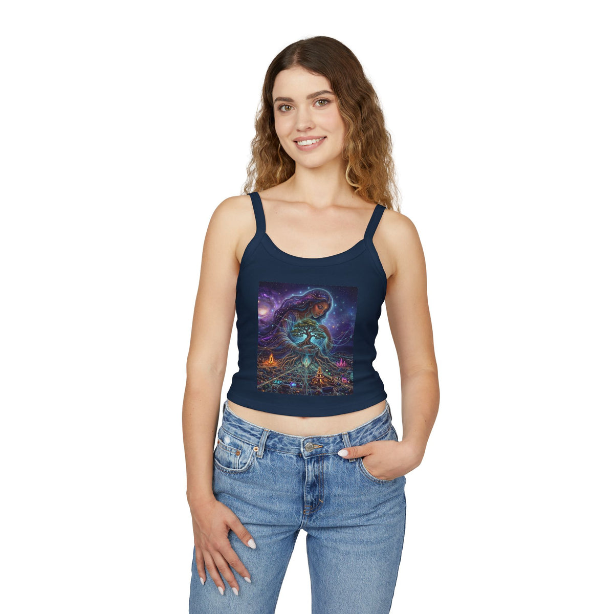 Mother Earth Goddess illustration Tank Top | Cosmic Nature Artwork