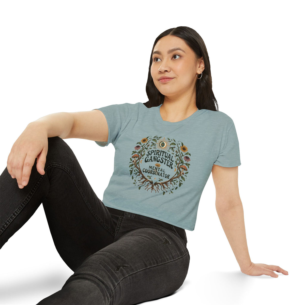 Spiritual Mental Coordinator Crop Top | Boho Floral Festival Tee