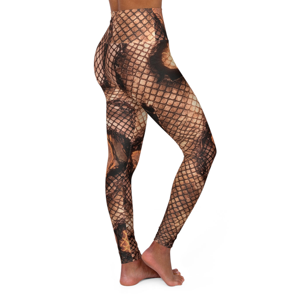 Snake Skin Roses Leggings | High Waisted Yoga Leggings, Burning Man Festival gear, Steam punk, EDC, HalloweenDeadhead, Concert wear