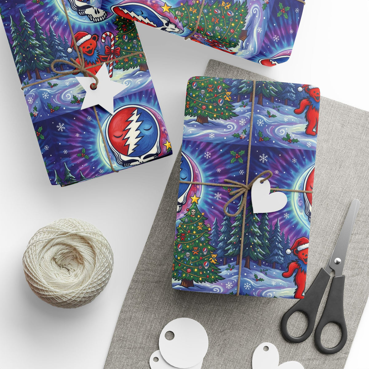 Grateful Dead Dancing Bears Wrapping Paper | Holiday Music Pattern