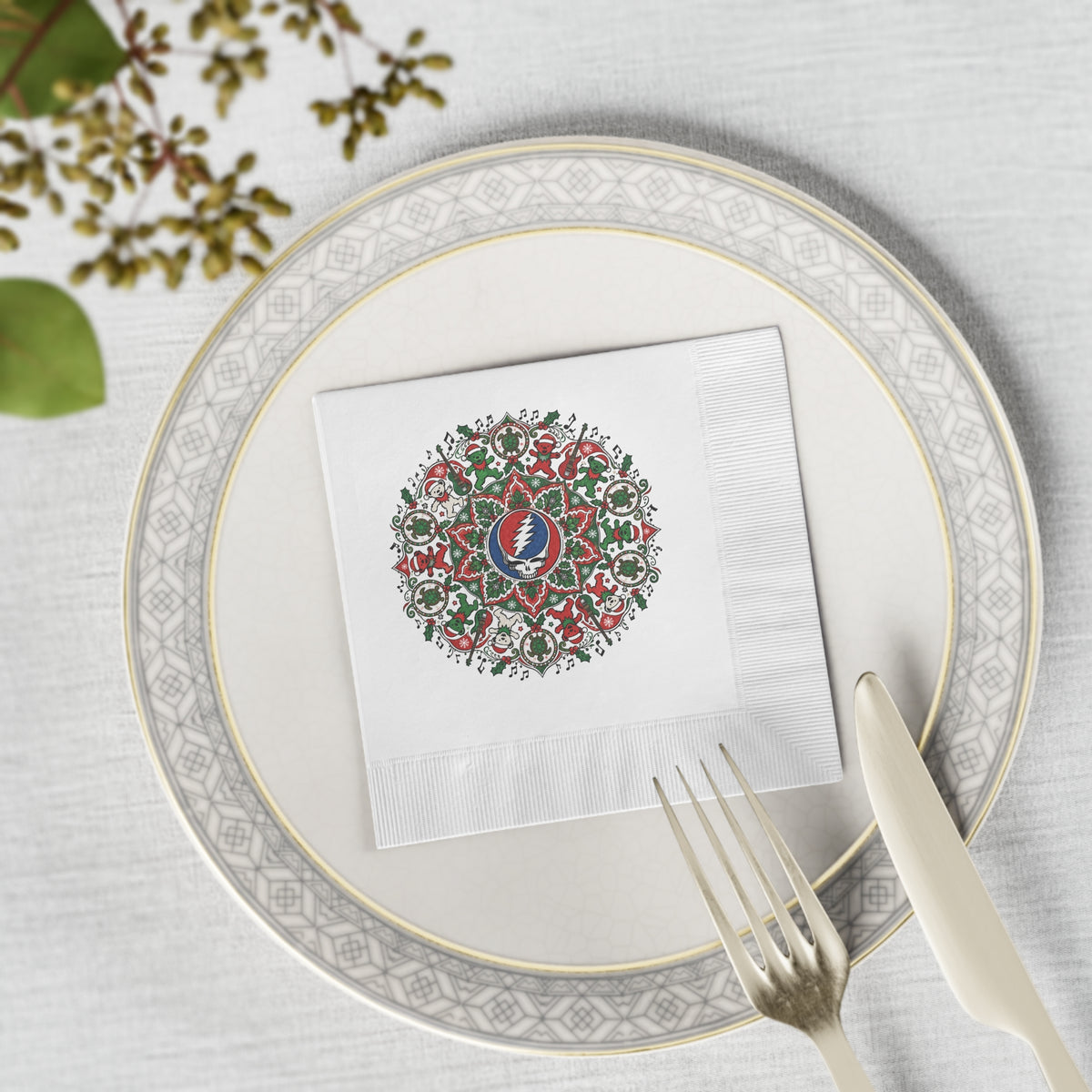 Grateful Dead Mandala Napkins, Christmas  napkin, gift for deadhead
