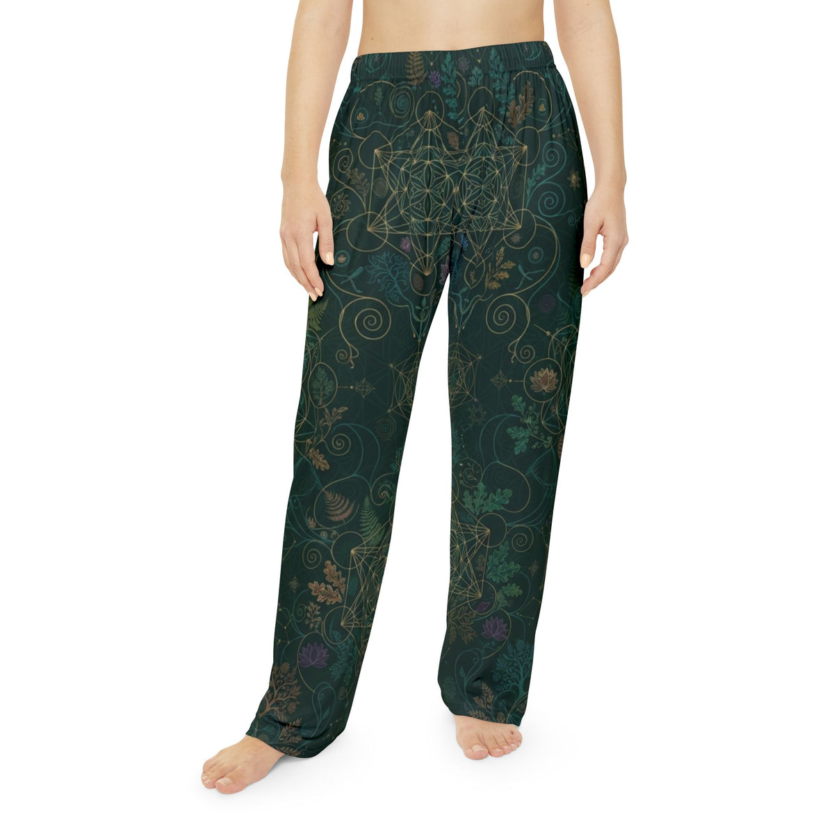 Dark Botanical Floral Pattern Pajama Pants