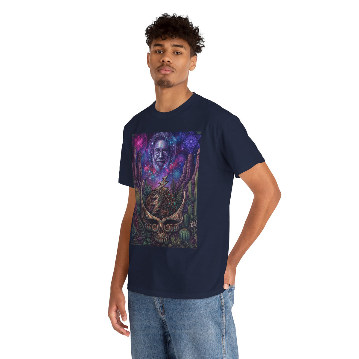 Cosmic Desert Skull Tee | Psychedelic Southwest Nightscape,Deadhead gift