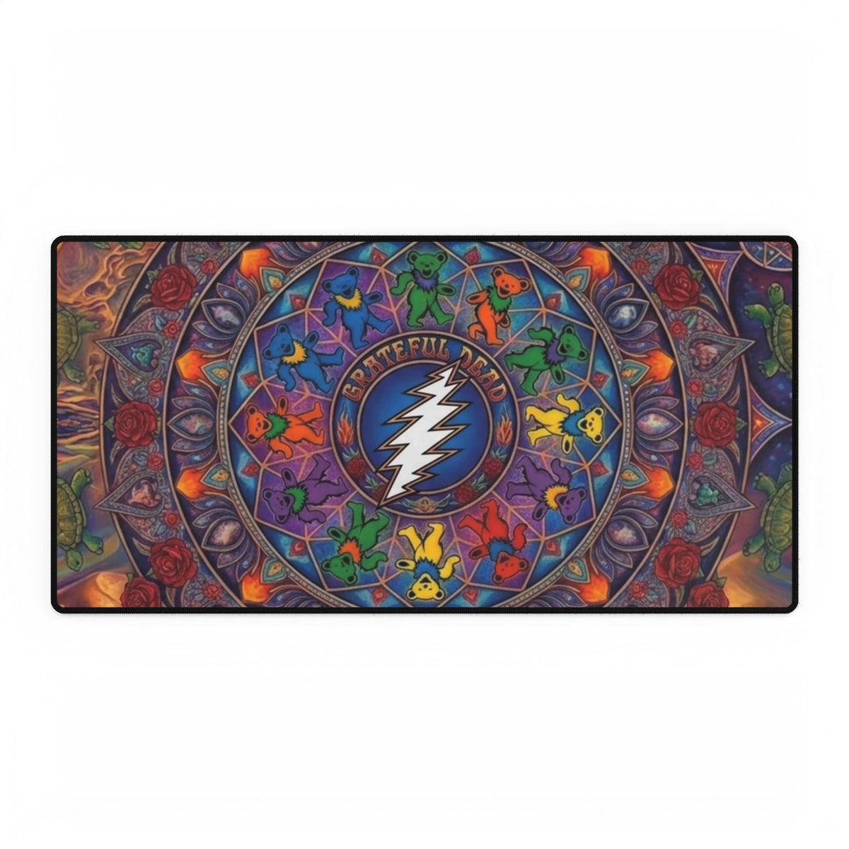 Psychedelic Mandala Grateful Dead Pattern Desk Mat | Colorful Kaleidoscope Mouse Pad