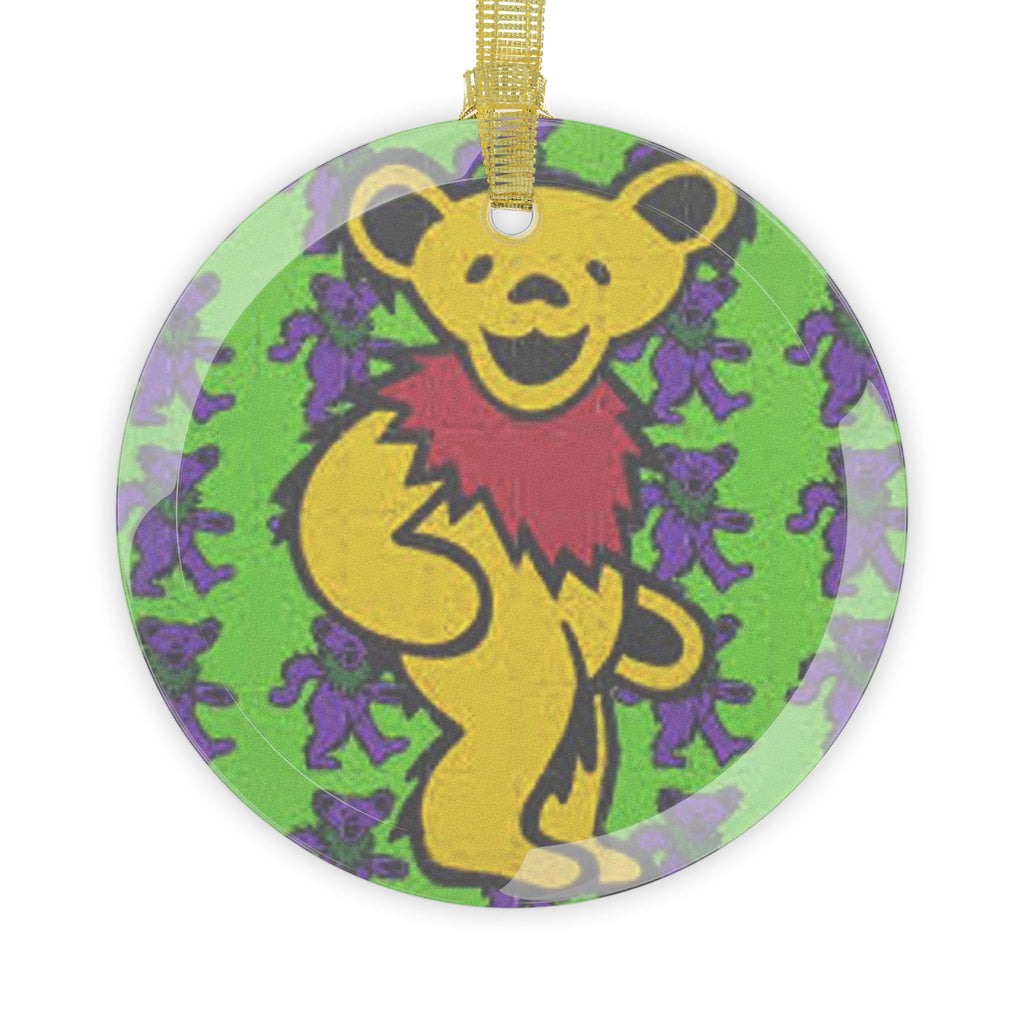 Grateful, dead bear, blotter, Glass Ornaments