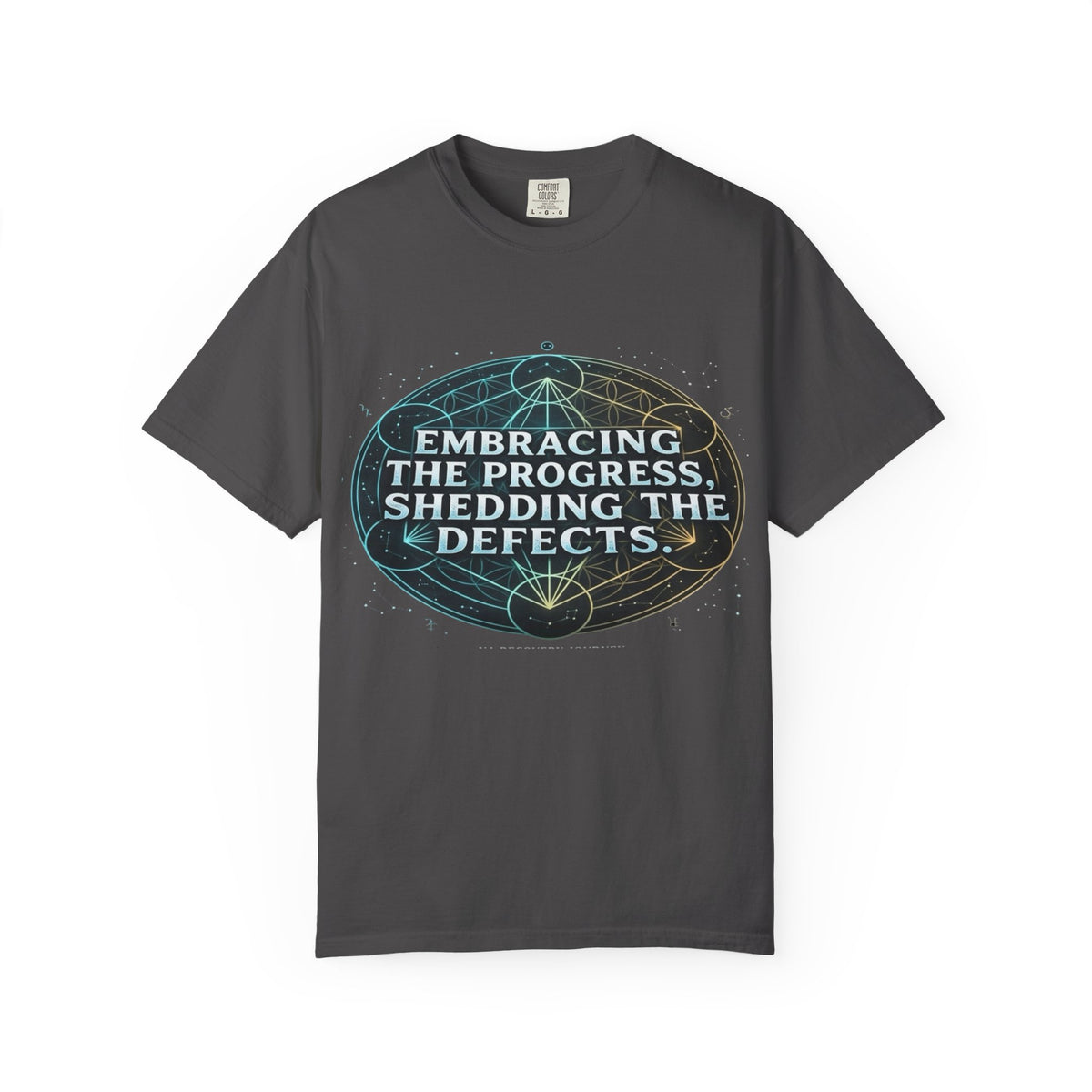 Embracing the Progress Shedding the Defects T-Shirt | Inspirational Typography Recovery , AA NA Sobriety Gift Apparel