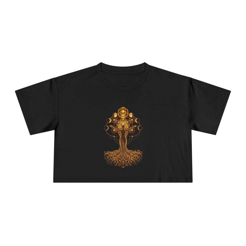 Golden Tree of Life crop tee | mystical roots, celestial moons