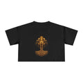 Golden Tree of Life crop tee | mystical roots, celestial moons