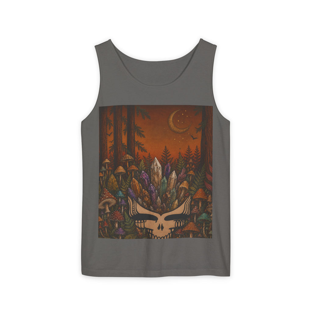 Mushroom Forest Skull tank top | Crystal Cluster Night Woodland