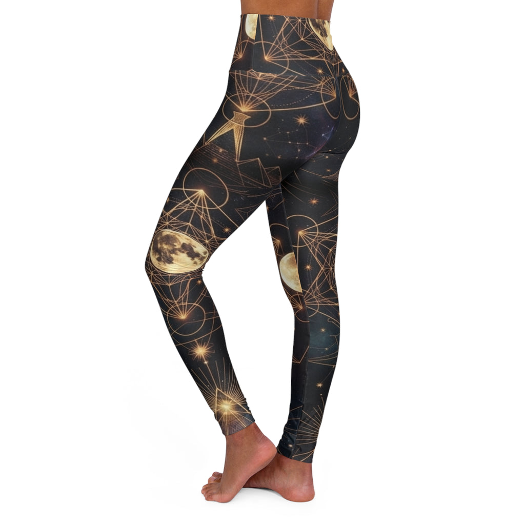 Celestial Moon & Constellation Yoga Leggings | High Waisted