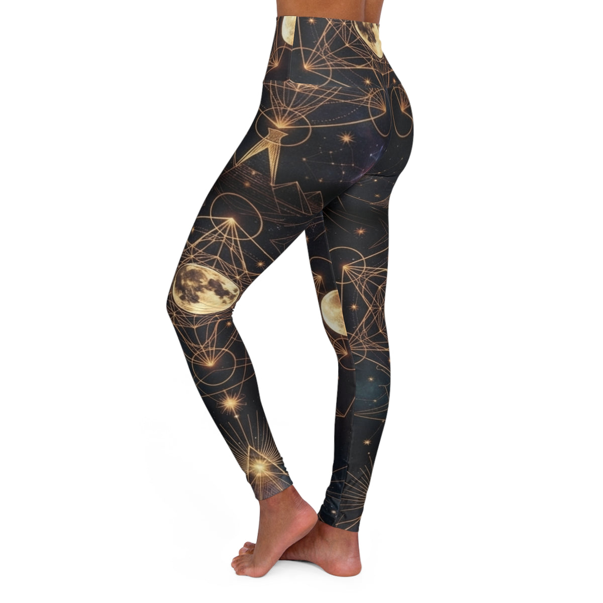 Celestial Moon & Constellation Yoga Leggings | High Waisted
