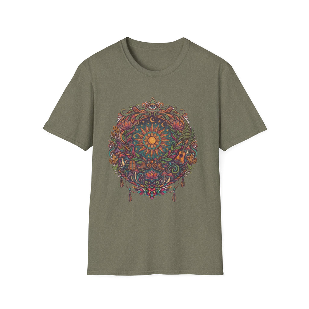 Floral Mandala Dreamcatcher T-Shirt | Boho Sunburst Psychedelic Tee