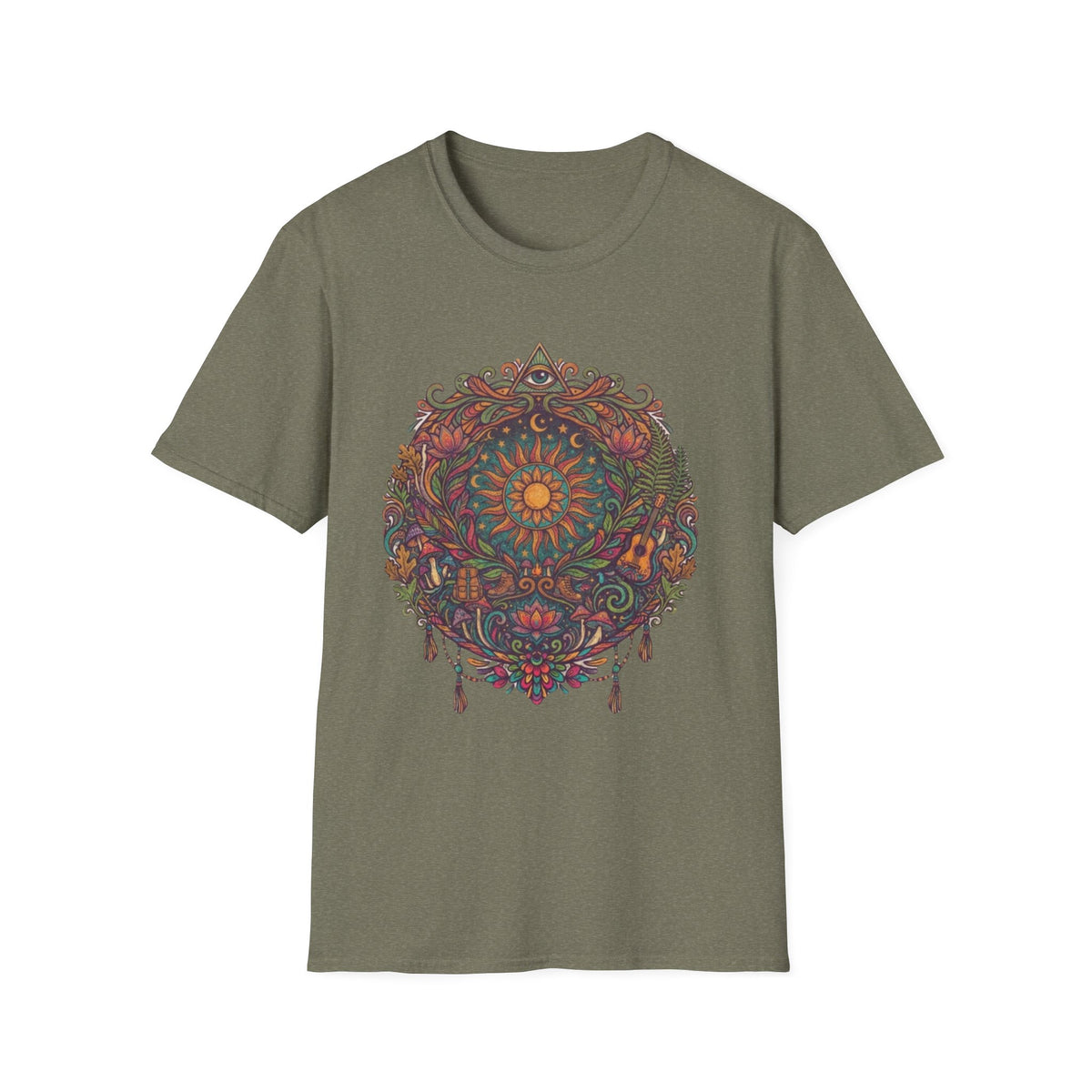 Floral Mandala Dreamcatcher T-Shirt | Boho Sunburst Psychedelic Tee