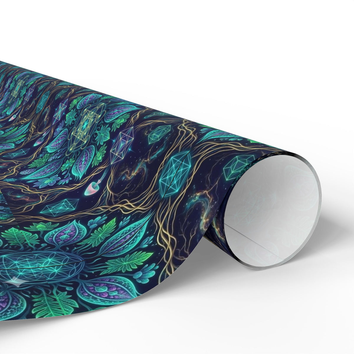 Teal Floral Mandala Wrapping Paper | Gift Wrap Roll, Botanical Pattern, Hippie Christmas wrapping paper, boho gift wrap, Deadhead present