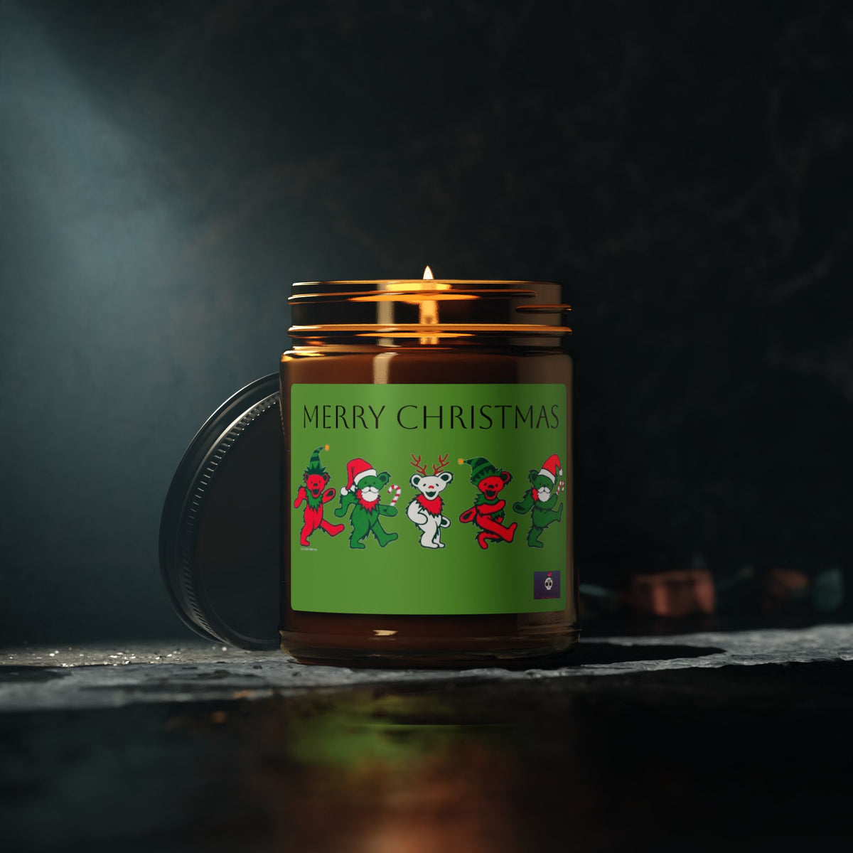 Deadhead  Christmas Scented Soy Candle (Multi-Size, Amber Jar)