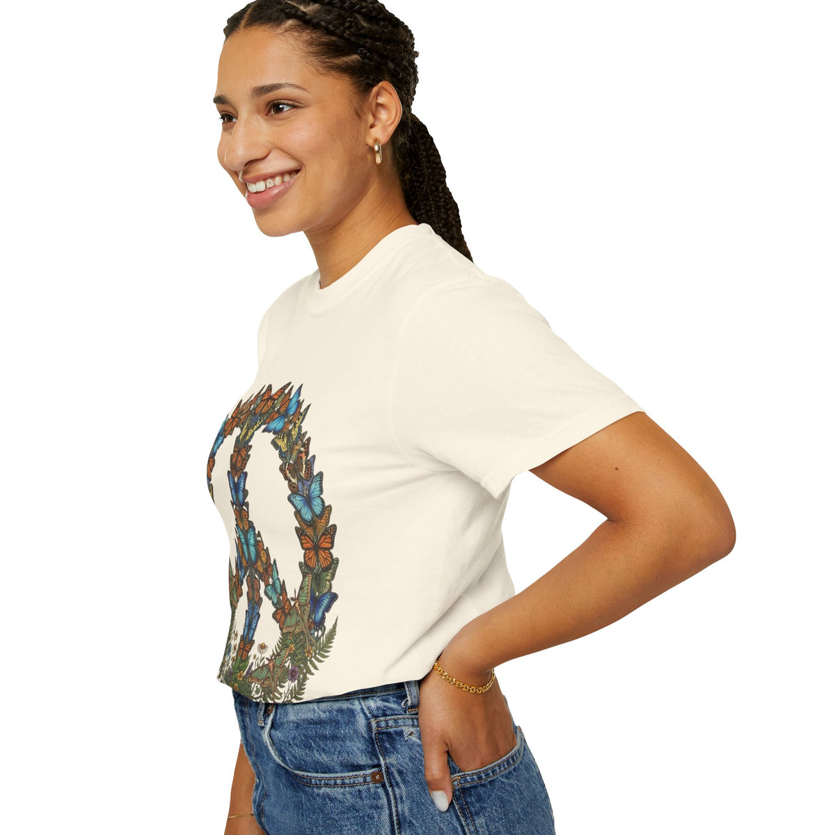 Butterfly Peace Sign T-Shirt | Floral Peace Symbol Tee