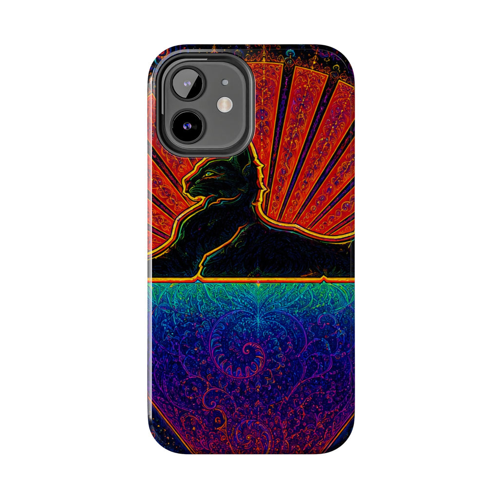 Grateful Dead Cat Sunset Phone Case | Psychedelic Skull, Rainbow Landscape