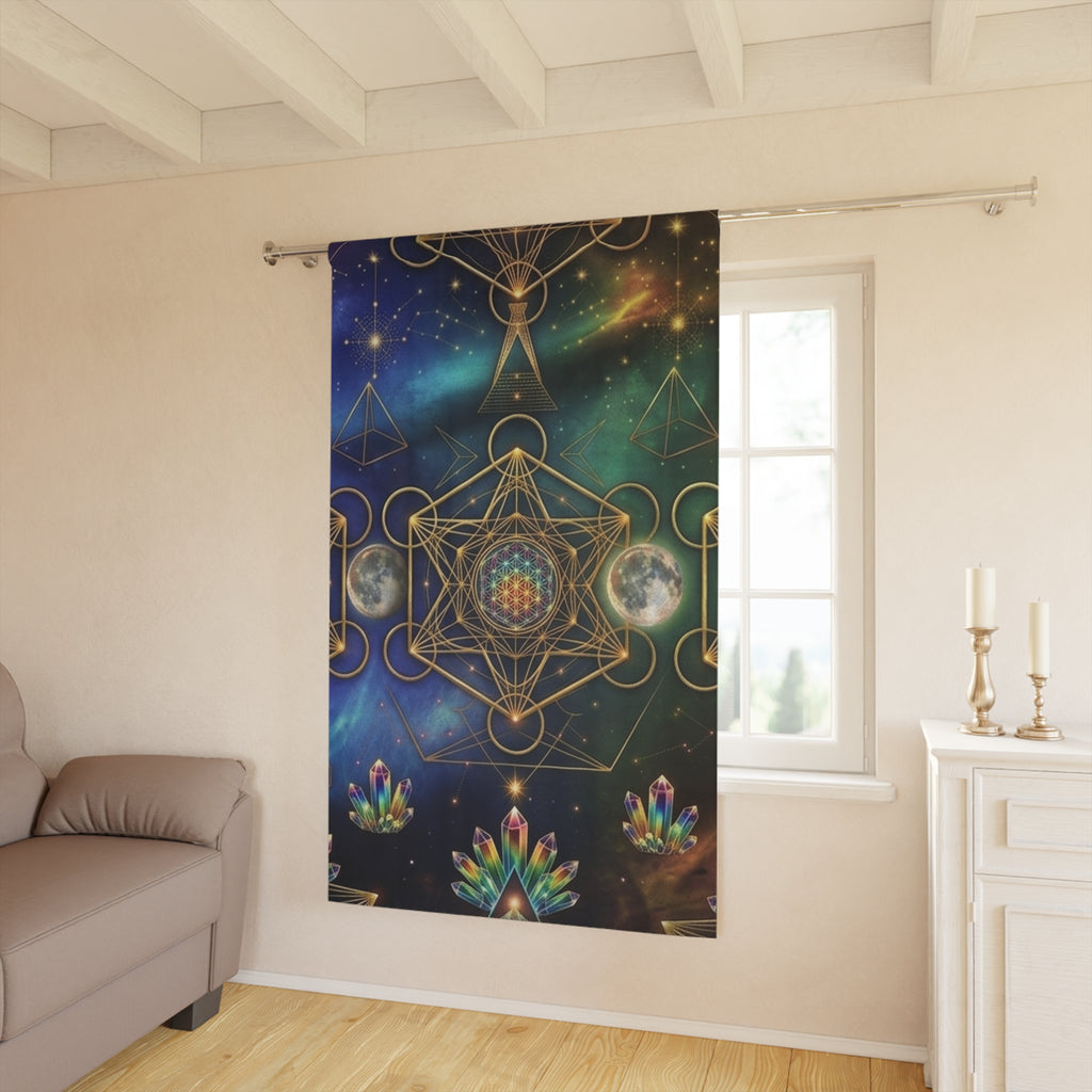 Sacred Geometry Crystal Mandala Window Curtains | Spiritual Boho Decor