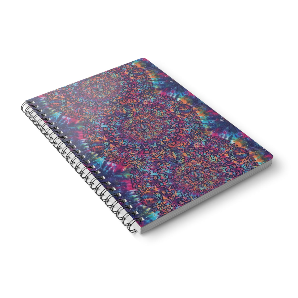Colorful Kaleidoscope Mandala Notebook | Wirobound Softcover A5, Grateful Dead petterned , gift for deadhead