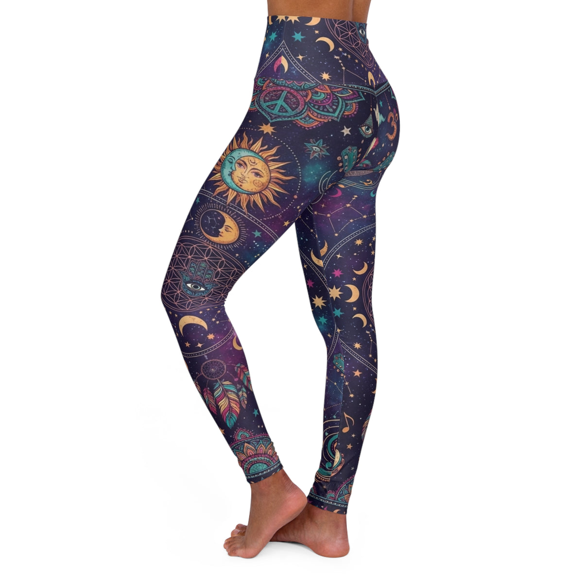 Celestial Moon & Mandala Leggings High Waisted Yoga Leggings | Cosmic Yoga Pants