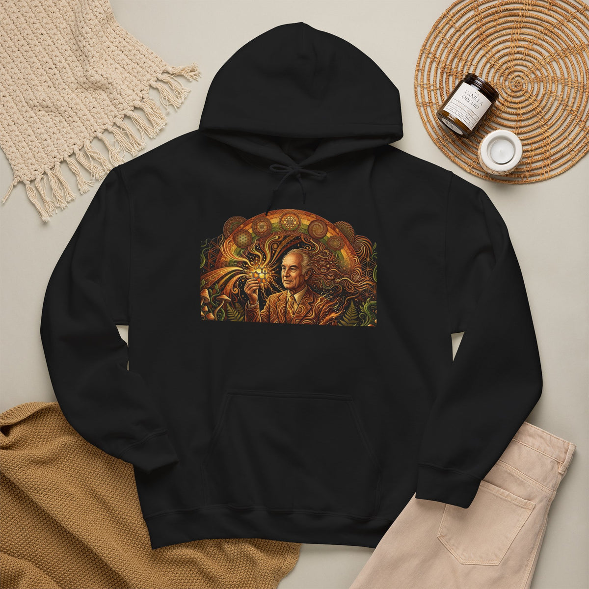 Albert Hoffman , burning man, deadhead  Illustration Hoodie | Spiritual Meditation Sweatshirt
