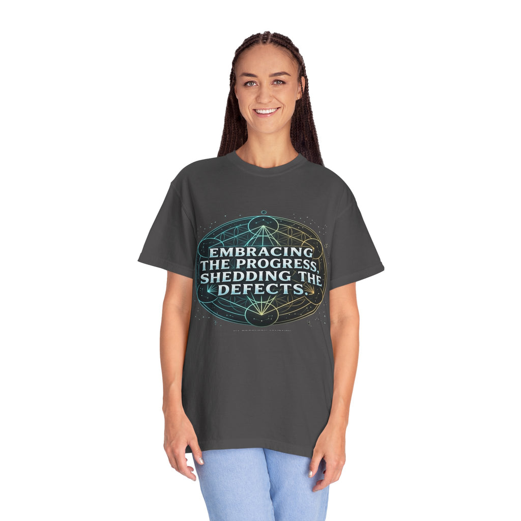 Embracing the Progress Shedding the Defects T-Shirt | Inspirational Typography Recovery , AA NA Sobriety Gift Apparel