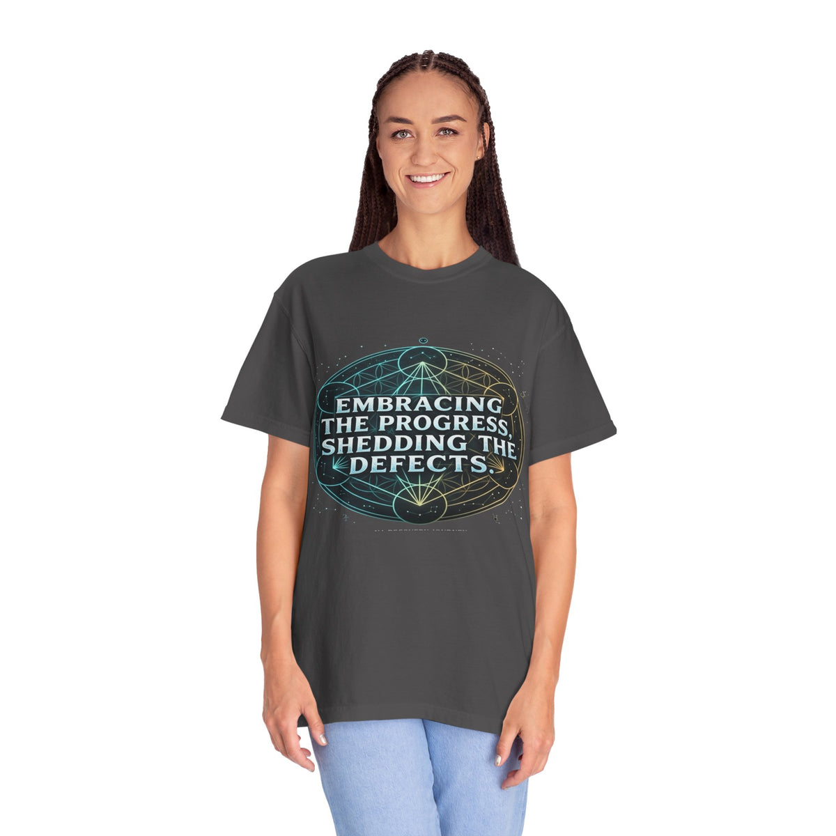 Embracing the Progress Shedding the Defects T-Shirt | Inspirational Typography Recovery , AA NA Sobriety Gift Apparel