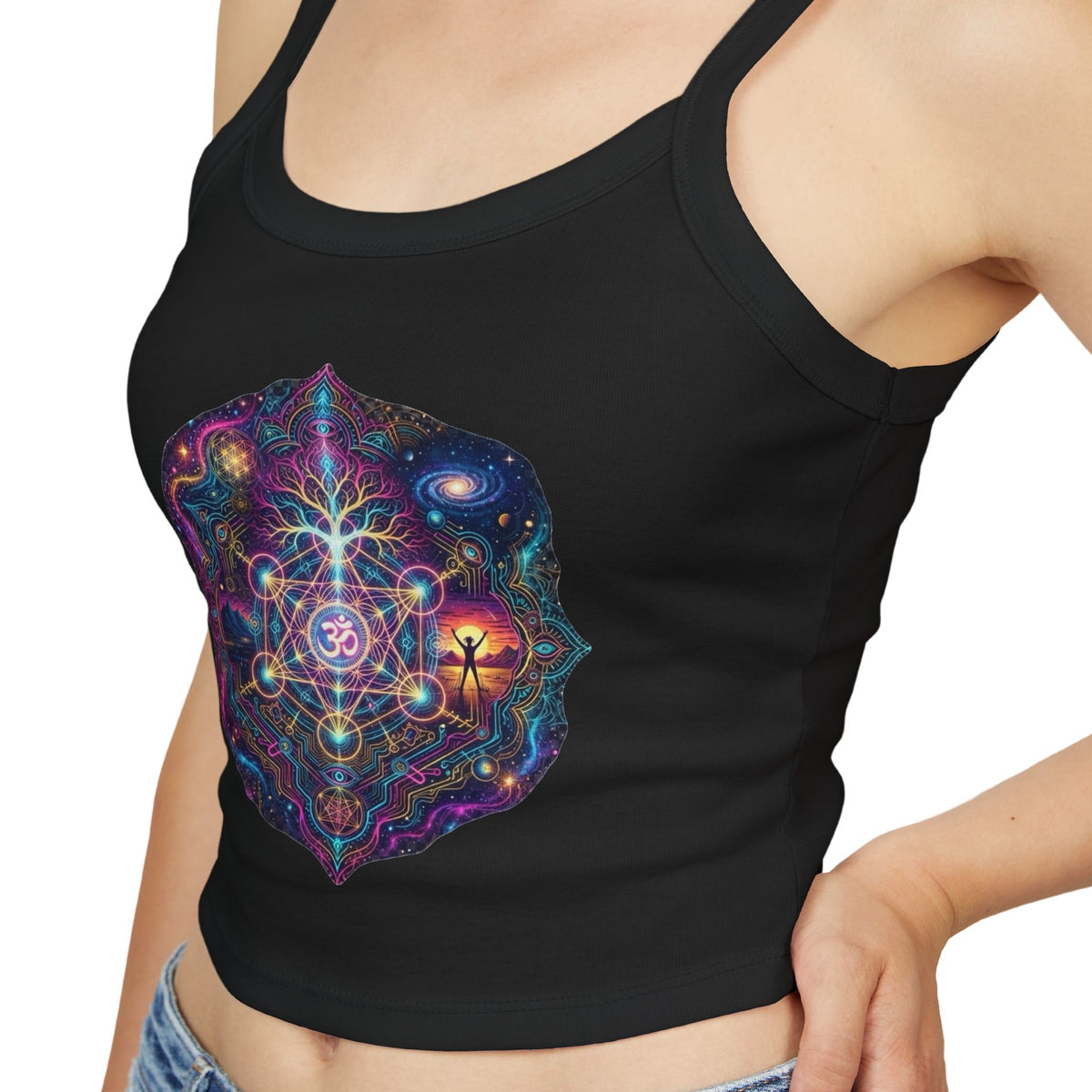 Sacred Geometry Cosmic Mandala Tank Top | Spiritual Chakra Crop Top