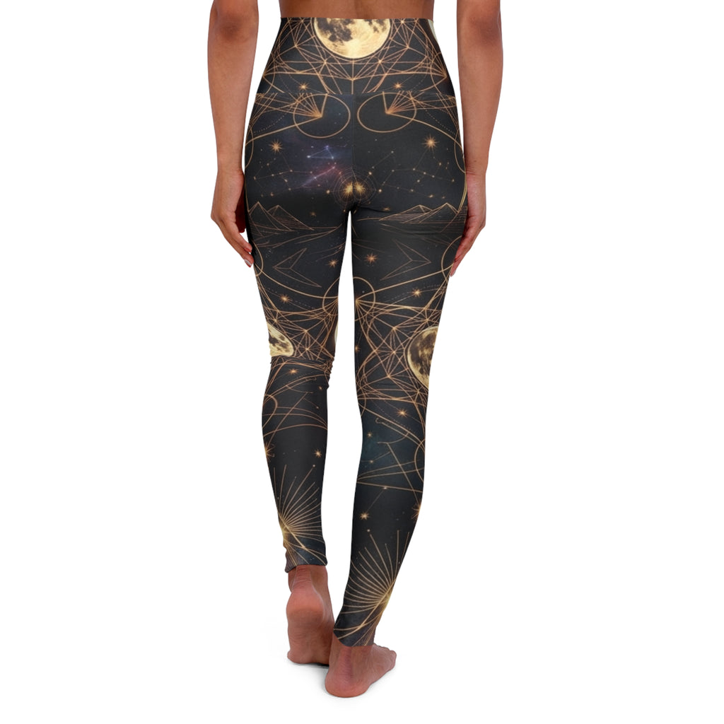 Celestial Moon & Constellation Yoga Leggings | High Waisted