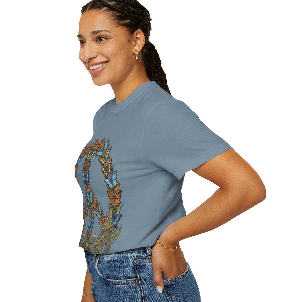 Butterfly Peace Sign T-Shirt | Floral Peace Symbol Tee