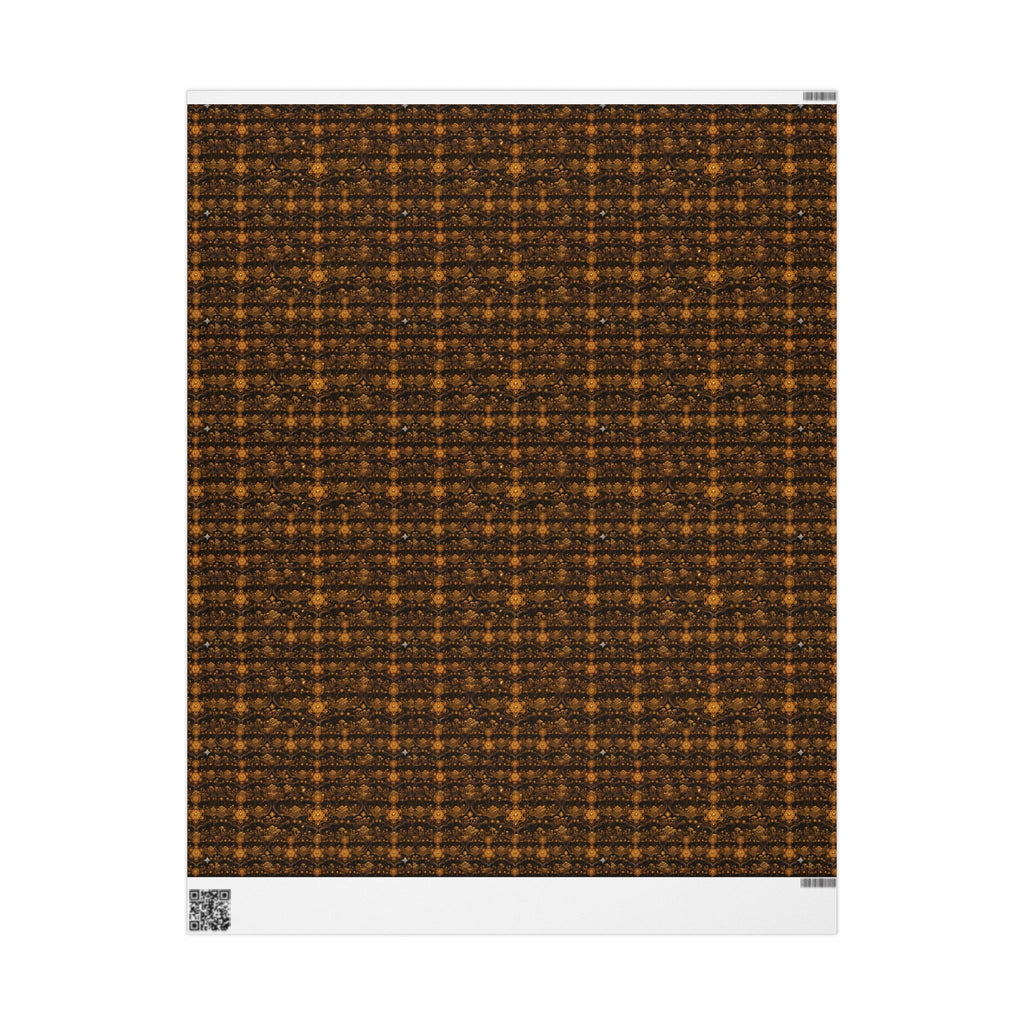 Sacred Earth Gold Mandala Pattern Wrapping Paper | Brown Decorative Gift Wrap, Burning Man Christmas wrapping paper
