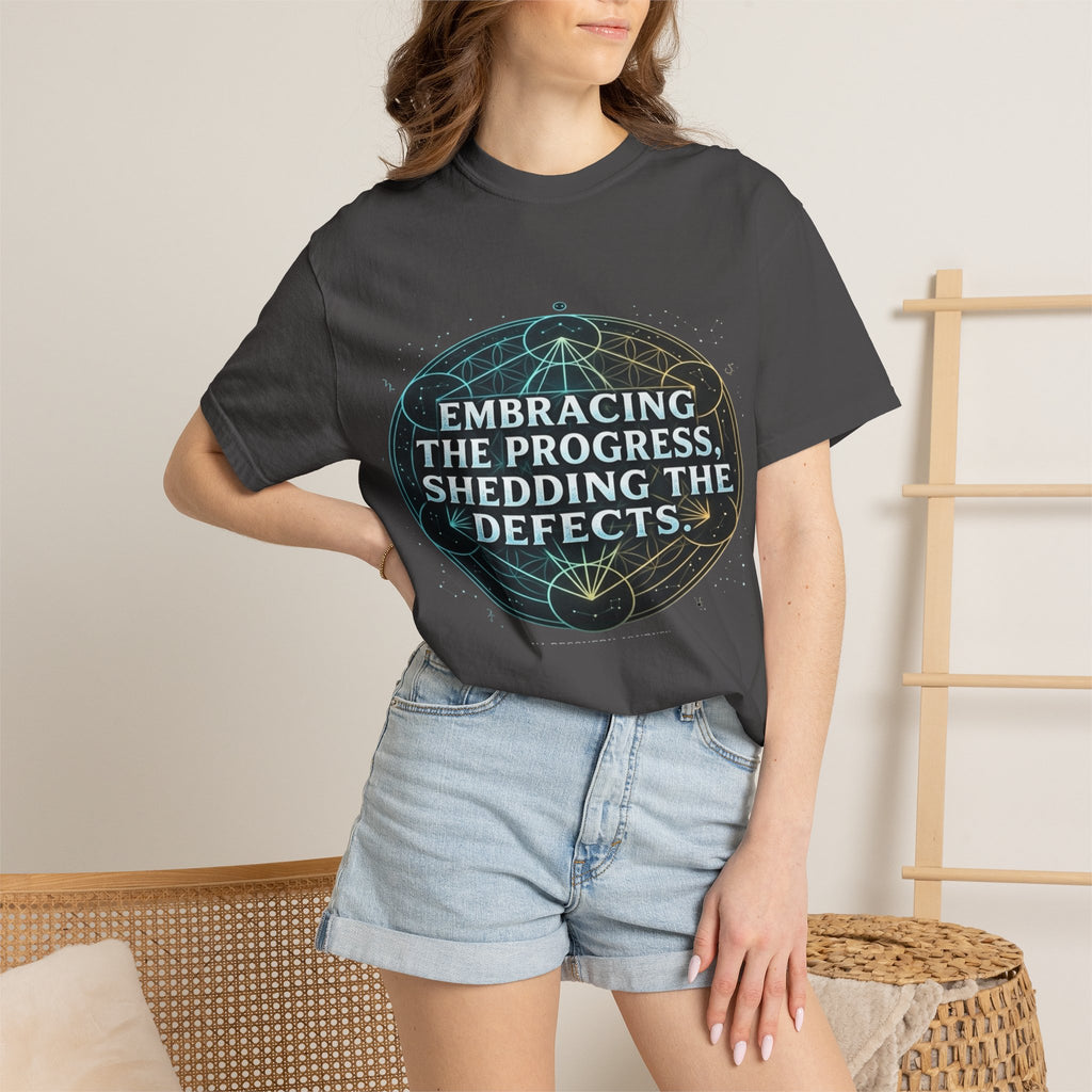 Embracing the Progress Shedding the Defects T-Shirt | Inspirational Typography Recovery , AA NA Sobriety Gift Apparel