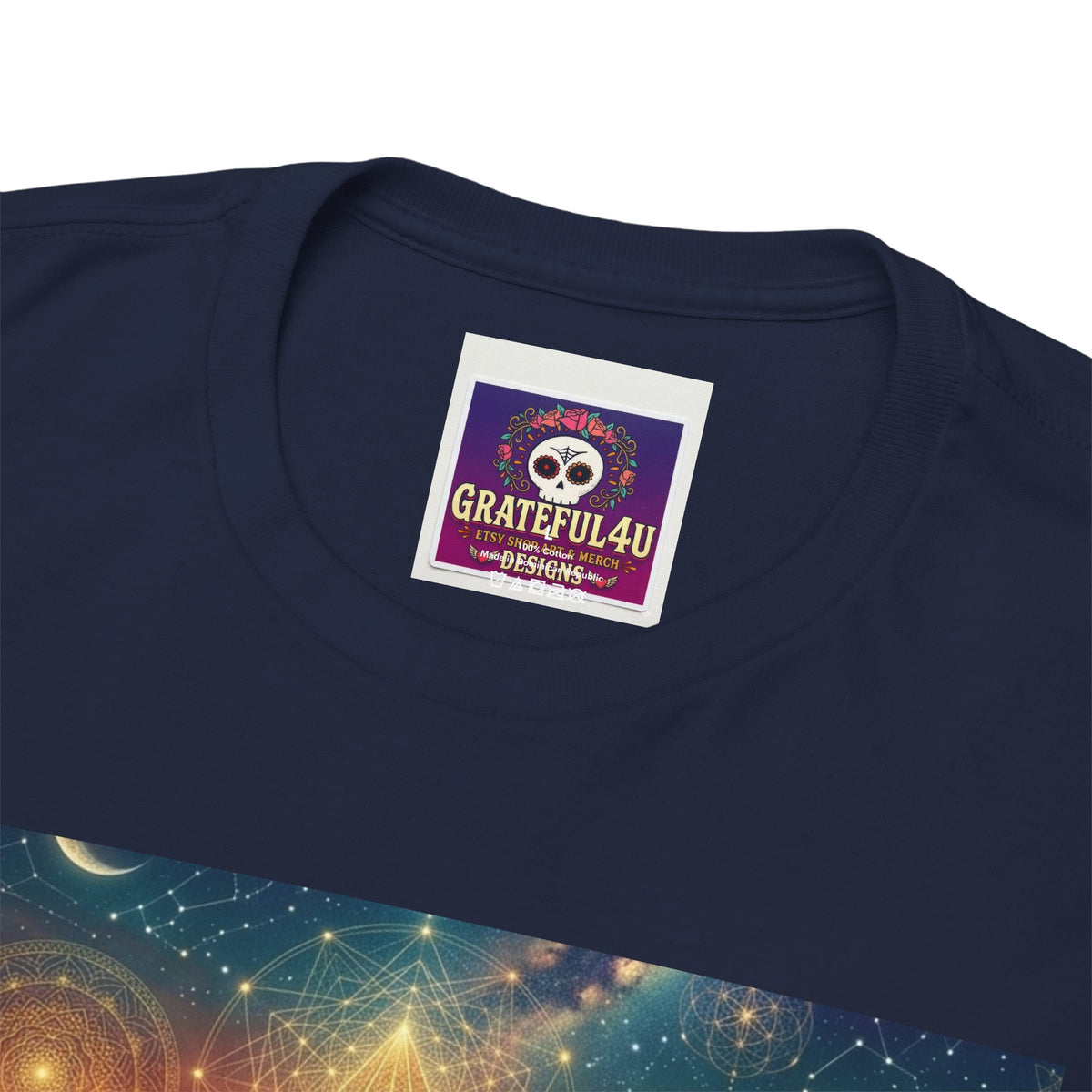 Cosmic Guardian Warrior T-Shirt | Mystic Geometric Armor, Starglow Artwork