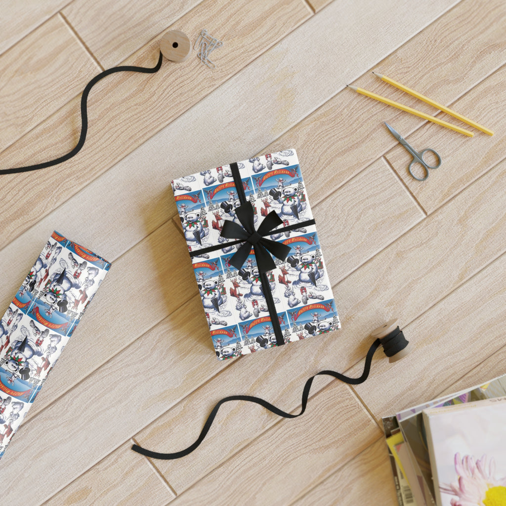 Grateful dead snow bear Christmas Gift Wrapping Paper Rolls, 1pc