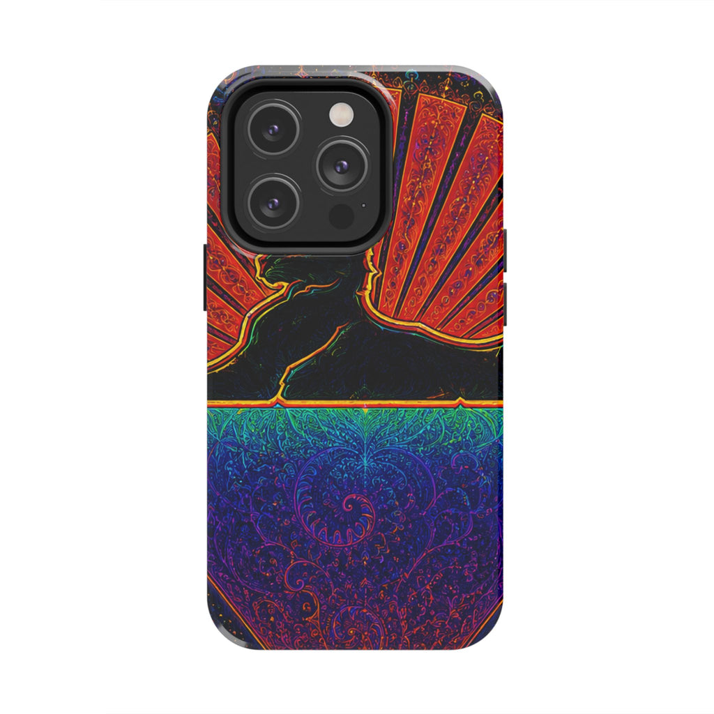 Grateful Dead Cat Sunset Phone Case | Psychedelic Skull, Rainbow Landscape