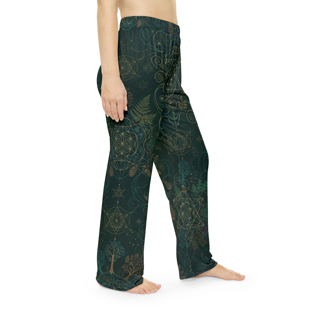 Dark Botanical Floral Pattern Pajama Pants