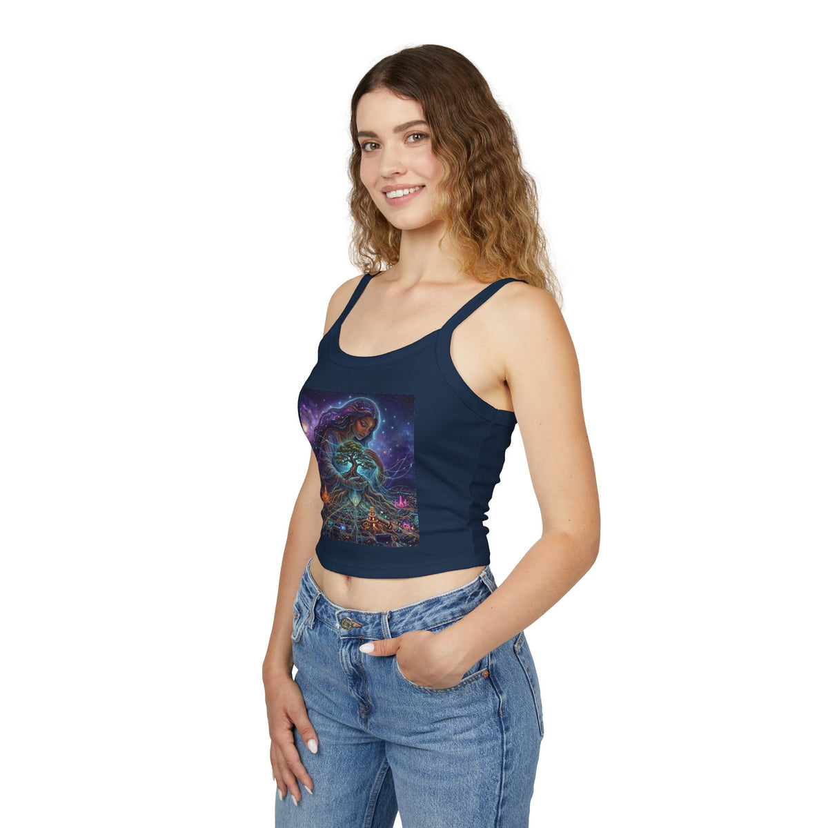 Mother Earth Goddess illustration Tank Top | Cosmic Nature Artwork